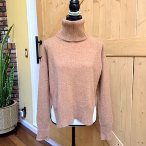 The Kooples 100% Cashmere Camel Turtleneck Sweater Boxy Fit Size Small